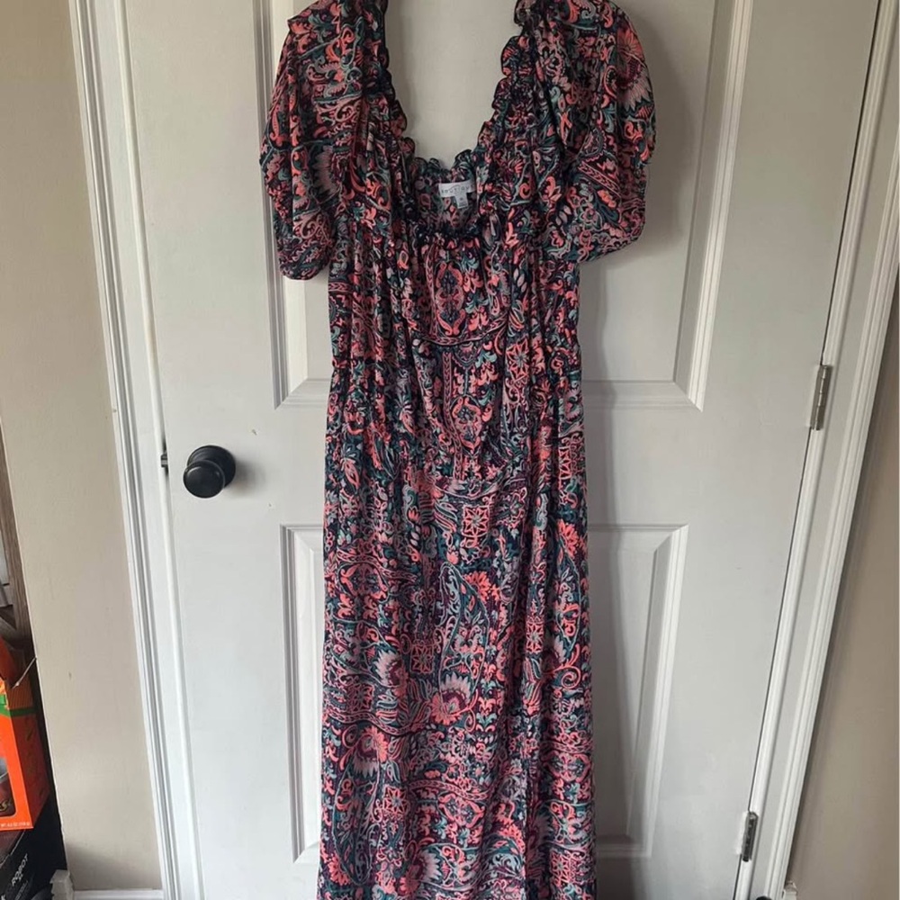 2x plus size Floral Print Maxi Dress